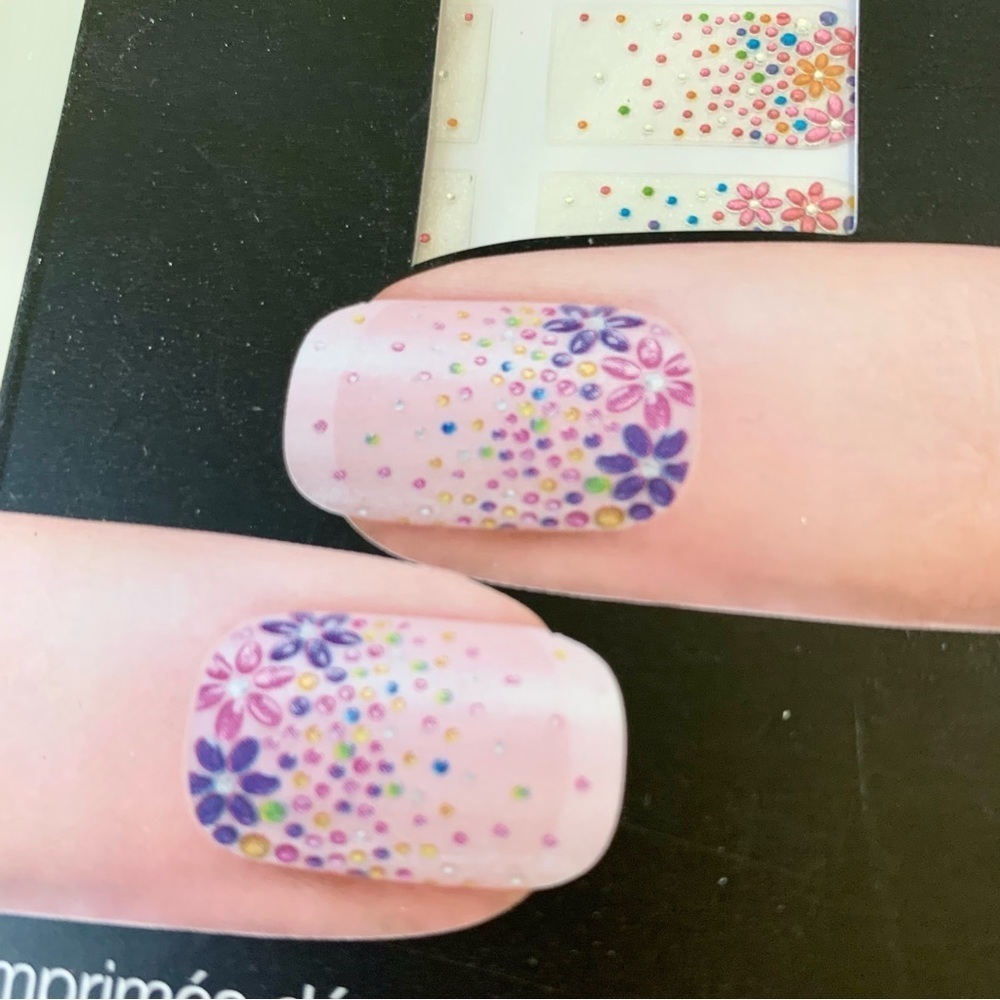 Colorful Floral Nail Bling Gems Decals Stick On Nail Art - Picture 3 of 5